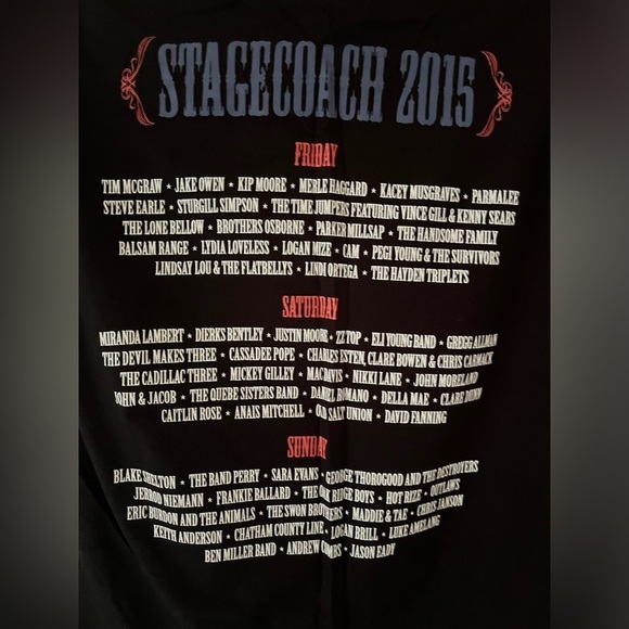 Stagecoach Black Short Sleeve T Shirt Small Festival Country - Picture 2 of 4
